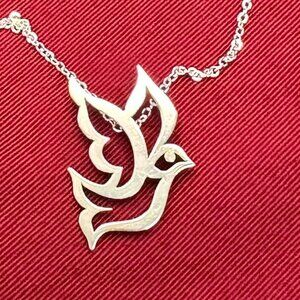 Rare James Avery Sterling Dove Pendant on Silver-Plated Chain